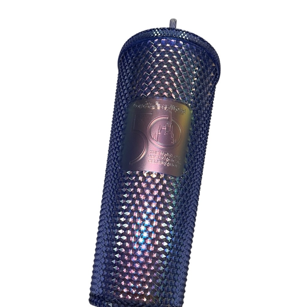 Walt Disney 50th Anniversary Starbucks Tumbler Iridescent Studded Cup w Straw